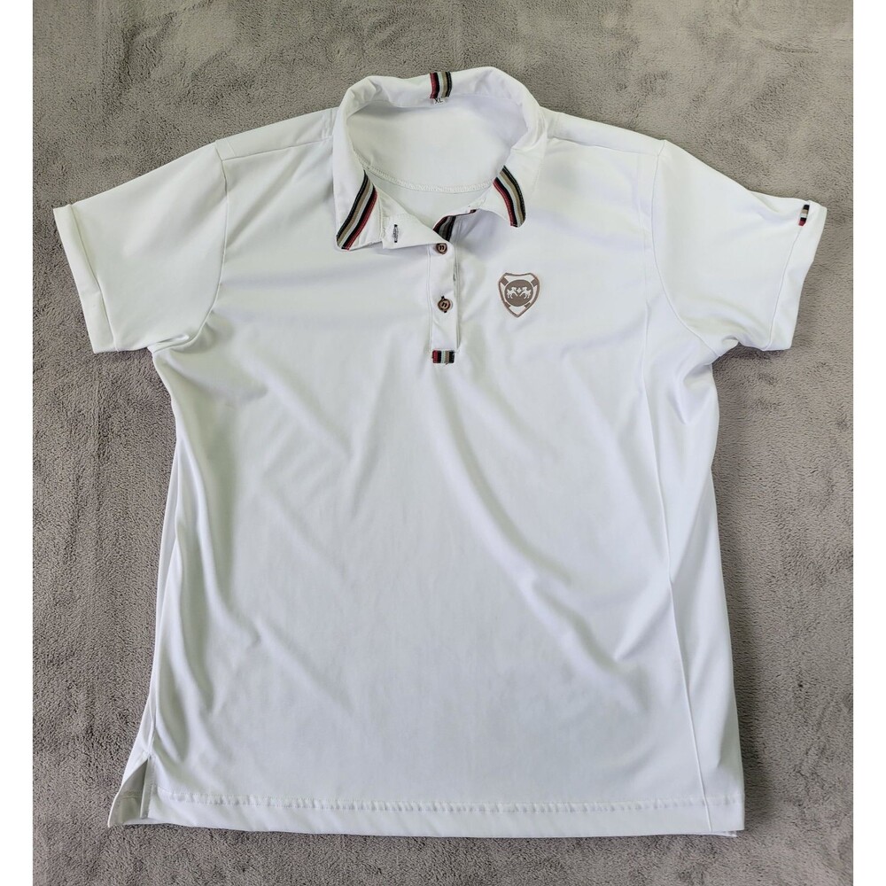 Equine Couture Brinley Polo Shirt White Womens Size XL Equestrian Horse Riding